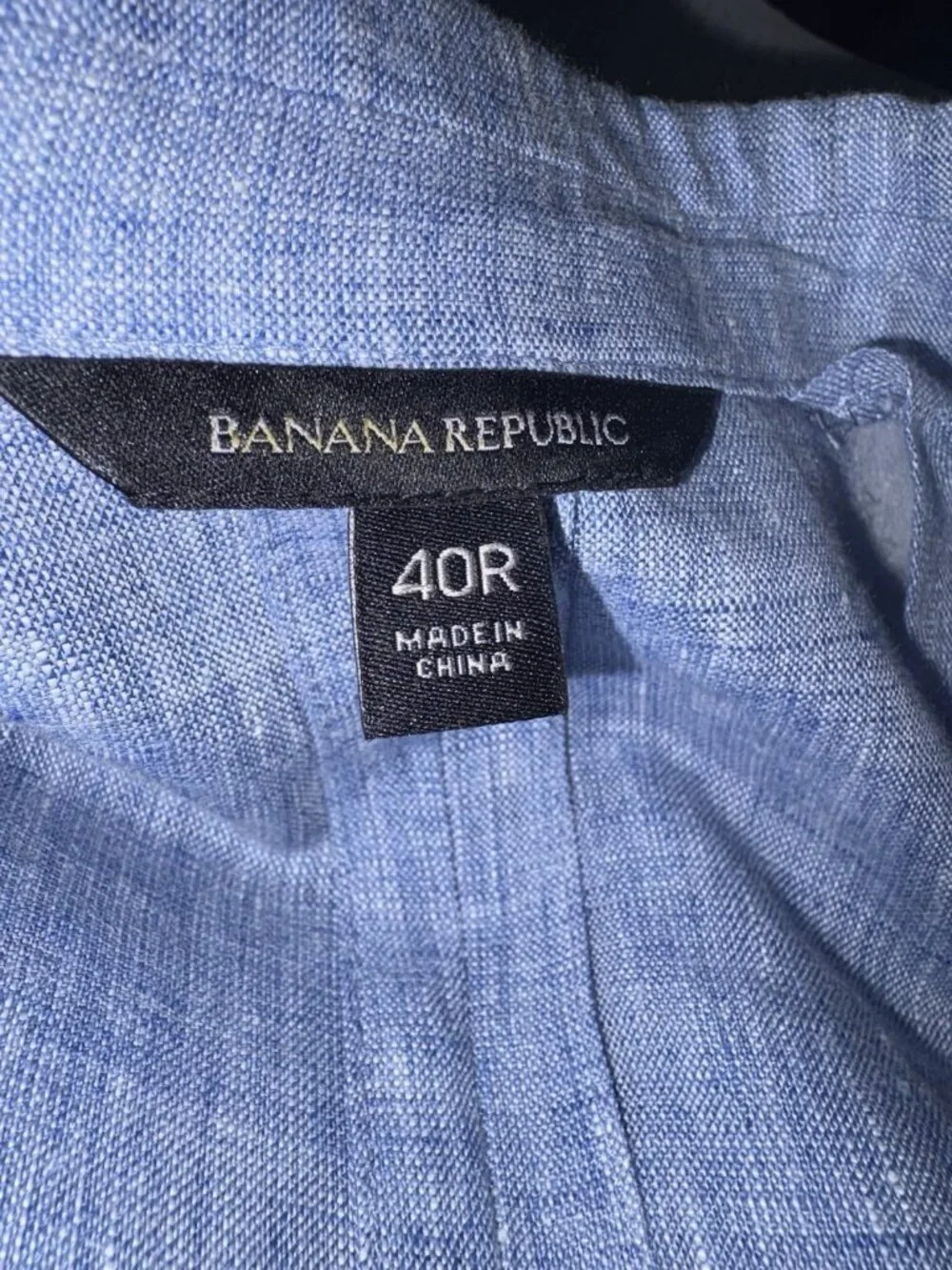 Banana Republic Blue Sport Coat Jacket Men 40 R Slim Fit 100 % Linen Blazer